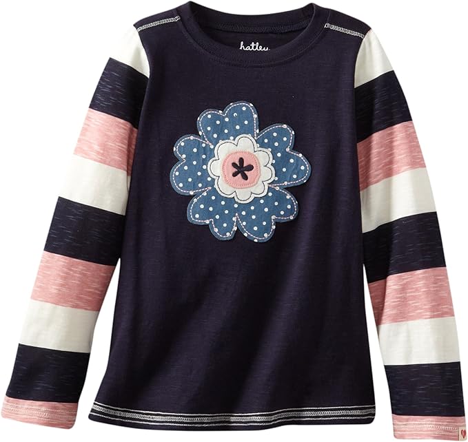 Hatley Little Girls' Long Sleeve Tee Winter Flower, Blue