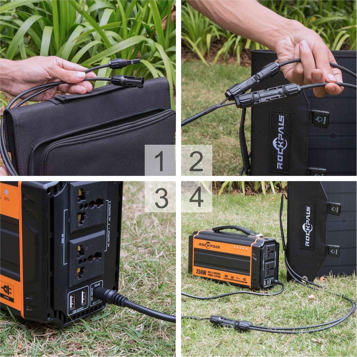 ROCKPALS SP002 Foldable 60W Solar Panel Charger for Suaoki/Jackery Explorer 240 / Webetop/Goal Zero Yeti/Paxcess Portable Power Station Generator and USB Devices, QC3.0 USB Ports : Electronics