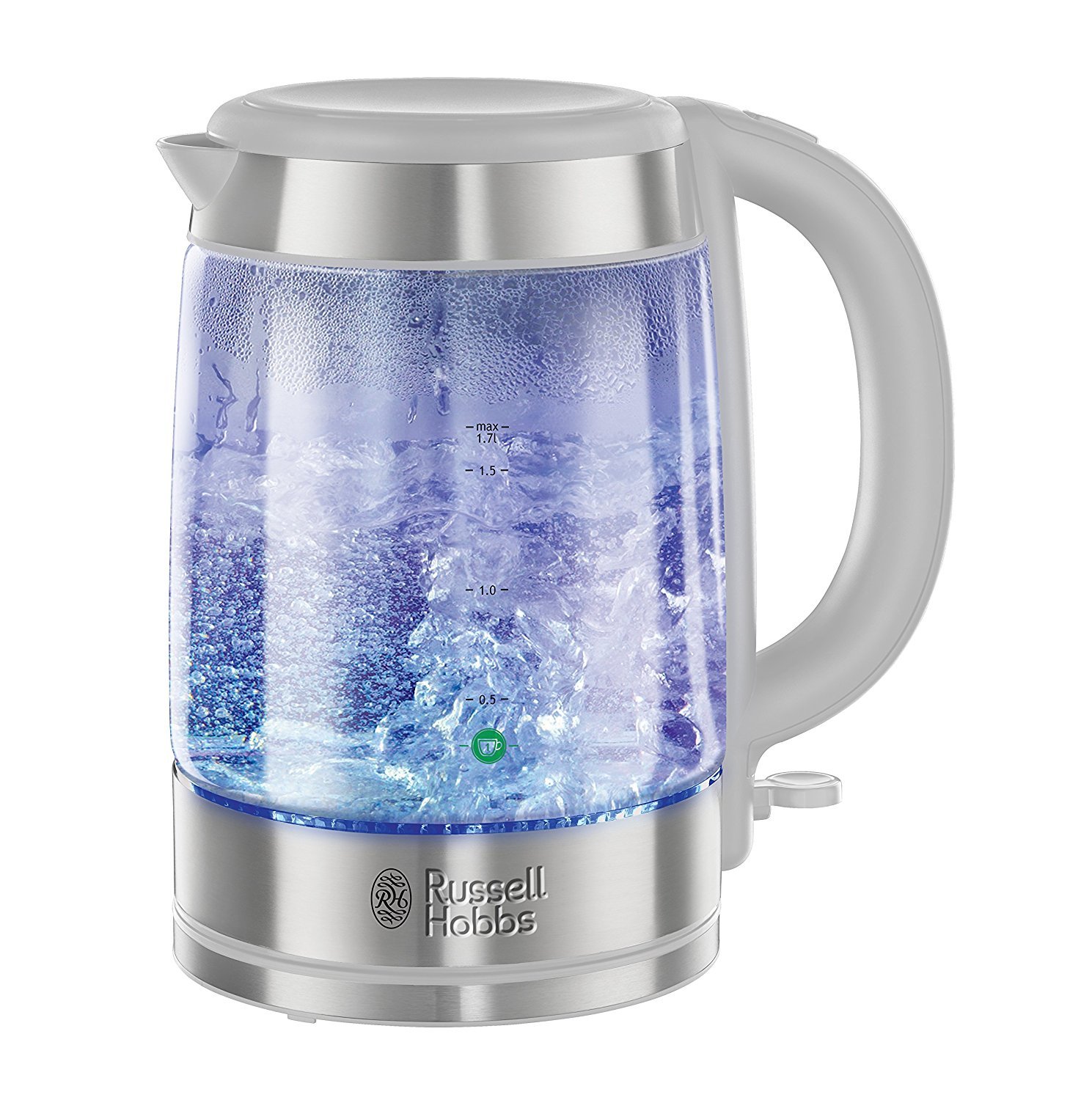 Russell Hobbs 10 Illuminating Glass Kettle, 3000 W, 1.7 Litre, White