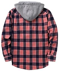 ZITY Men's Flannel Hoodie Shirts Casual Button Down