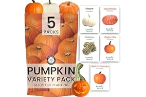 Pumpkin Seeds | 5 Invidiual Packs | 2025 Season | Non-GMO | Jack O Lantern, Sugar Pie, Casper, Cinderella & Cushaw! | for Planting Indoor & Outdoor | by Family Sown
