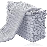Cute Castle 12 Pack Muslin Burp Cloths for Baby - Ultra-Soft 100% Cotton Baby Washcloths - Large 20'' by 10'' Super Absorbent Milk Spit Up Rags - Burpy Cloths for Unisex, Boy, Girl - Slate