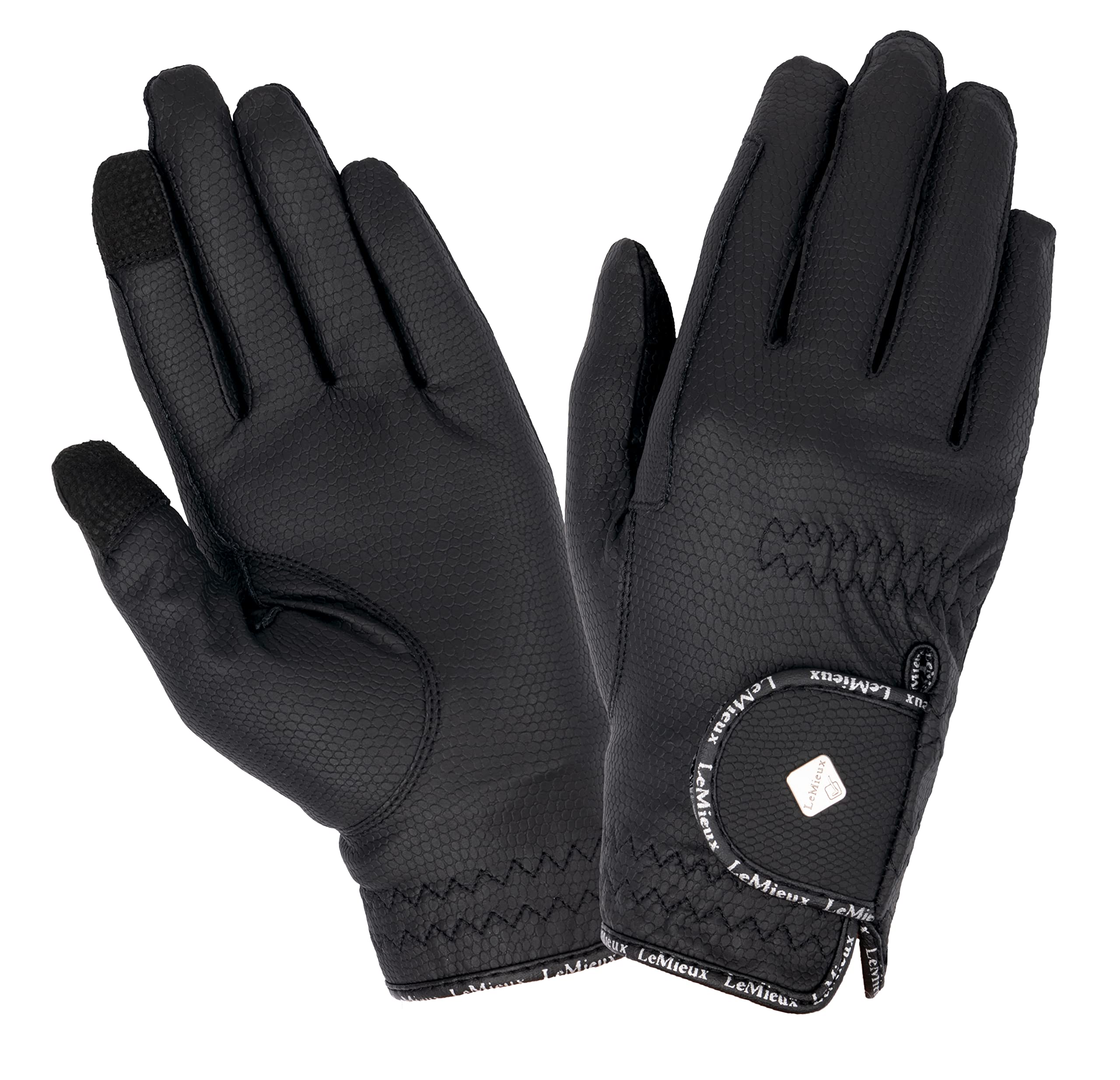 LeMieux Unisex Classic Leather Riding Gloves in Black - Breathable - Touch Screen Compatible - M โ image 1
