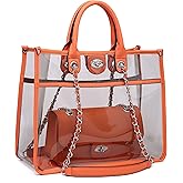 MARCO M KELLY Large Clear Tote Bag Stadium Approved Women Clear Purse for Stadium Events Crossbody 2 in 1 Shoulder Work Bag
