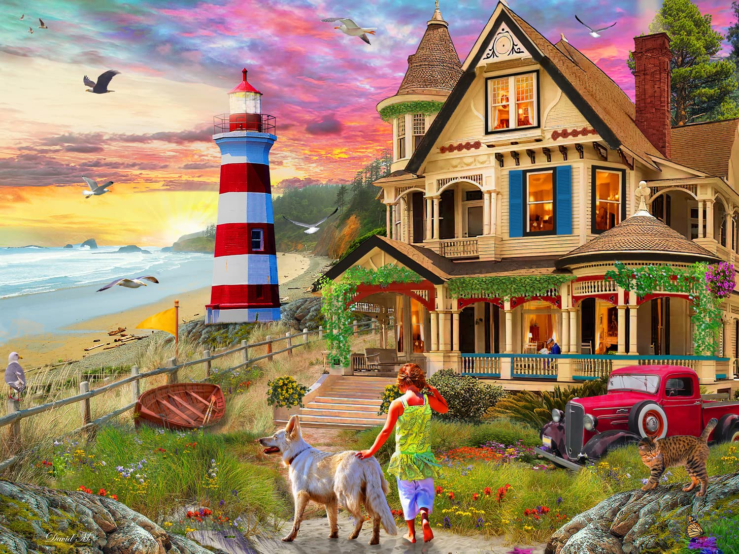 Vermont Christmas Company Beachside Home Jigsaw Puzzle 550 Piece