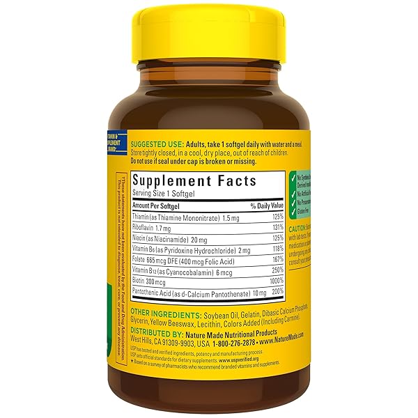 NATURE MADE SUPER B ENERGY COMPLEX, DIETARY SUPPLEMENT FOR BRAIN CELL FUNCTION SUPPORT, 60 SOFTGELS, 60 DAY SUPPLY