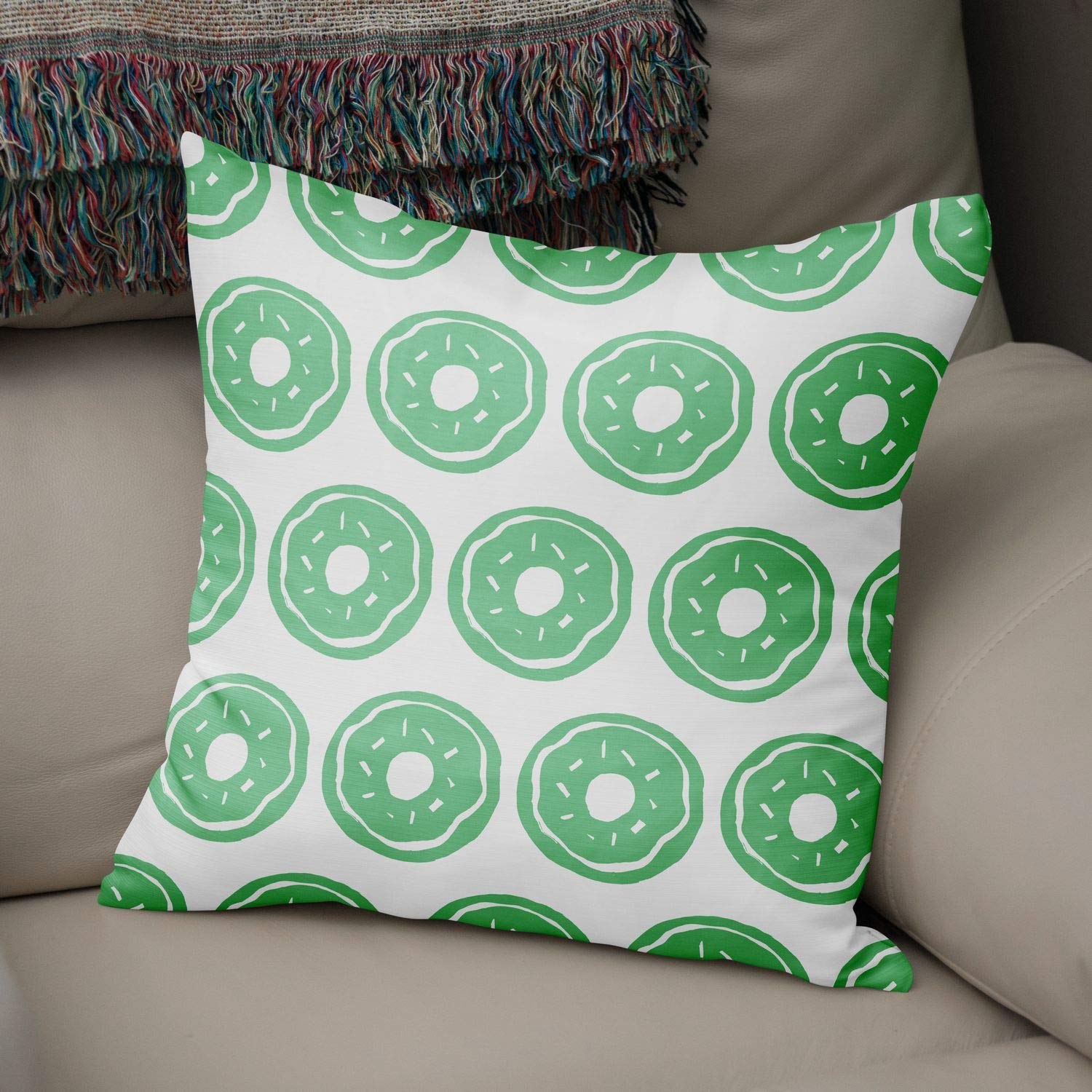 Bonamaison Decorative Cushion Cover Petrol Green & White, Throw Pillow Covers, Home Decorative Pillowcases for Livingroom, Sofa, Bedroom, Size: 43X43 Cm - Designed and Manufactured in Turkey