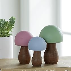 Wood Mushrooms, set of 3, sky blue, custom