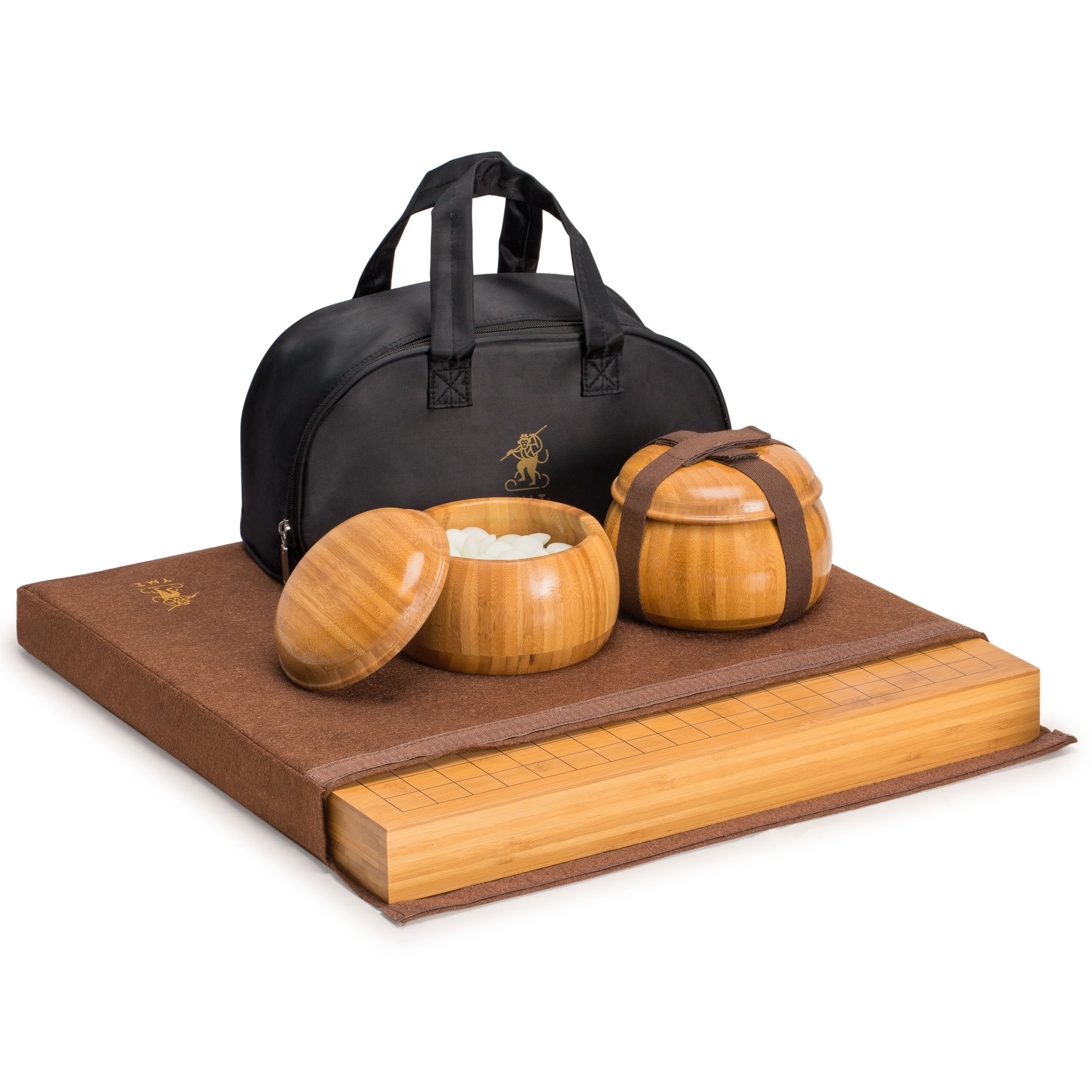 Yellow Mountain Imports Bamboo 2-Inch Reversible 19x19 / 13x13 Go Game Set Board with 9.2mm Double Convex Yunzi Stones and Bamboo Bowls - Classic Strategy Board Game (Baduk/Weiqi)