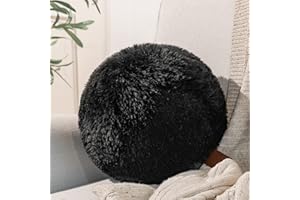 ASHLER HOME DECO Ashler Plush Ball Throw Pillow and Cushion for Sofa, Cute Style Round Pillow with Handle, Super Soft Spherical Pillow for Bedroom, Circle Orb Shaped Decorative 10 x 10 inches Black