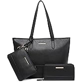 MARCO M KELLY 3PCS Women Vegan Leather Purses and Handbags Top Handle Tote Bag Shoulder Satchel Purse with Wallet
