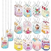 soleim 24 Piece Happy Birthday Dog Tag Necklace Set, Birthday Colorful Necklaces