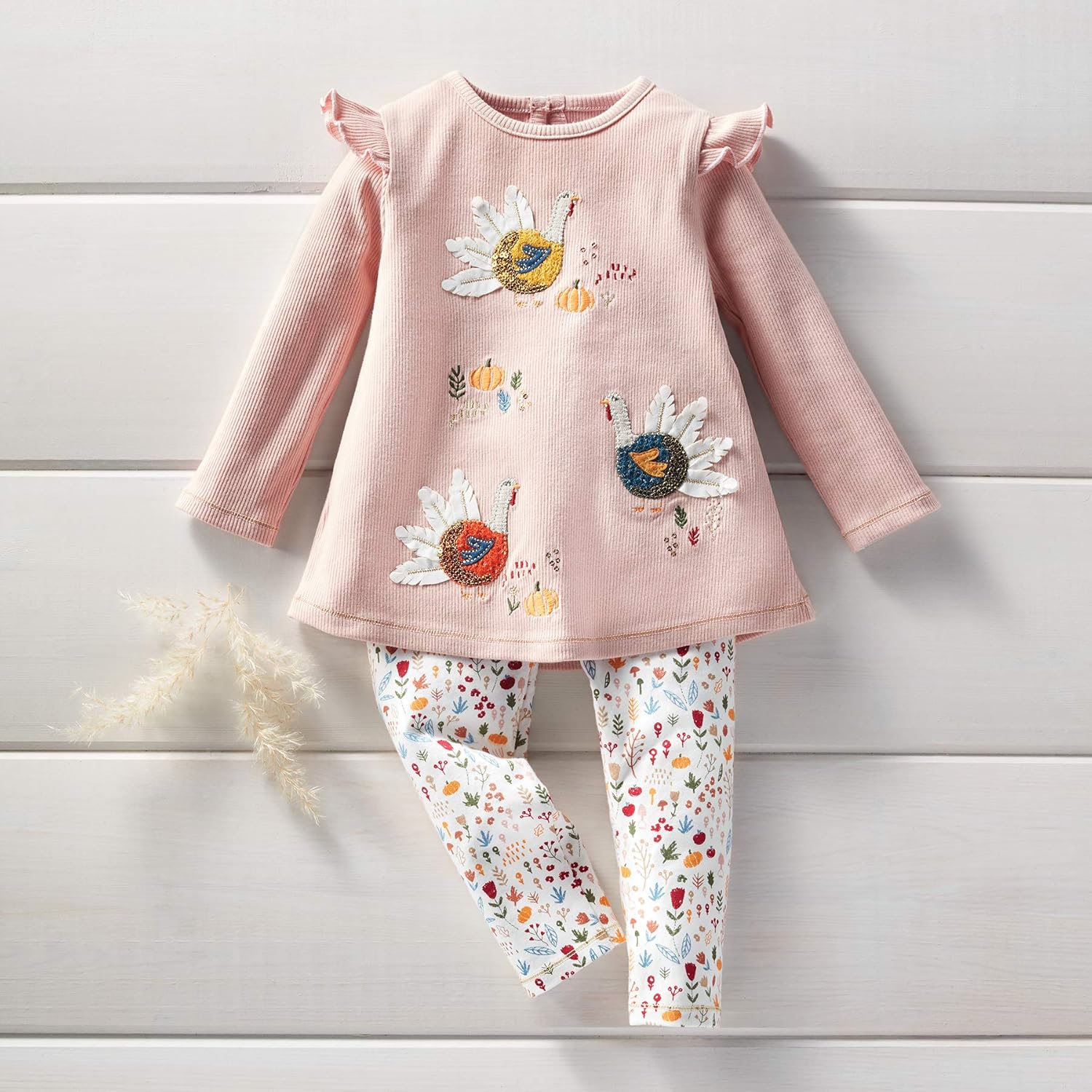 Mud Pie Girls' Turkey Tunic and Legging Set: Clothing