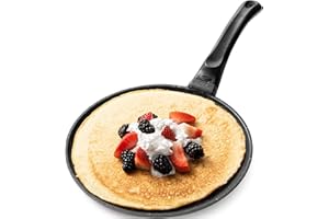 GOURMEX 26cm Induction Crepe Pan, Black, PFOA Free Nonstick Coating | Great Skillet for Omelets and Crepes | (26cm Crepe Pan)
