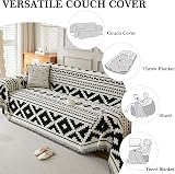SHANNA Geometric Chenille Sofa Cover 2 3 4 Seater Tassel AB Sided view 3
