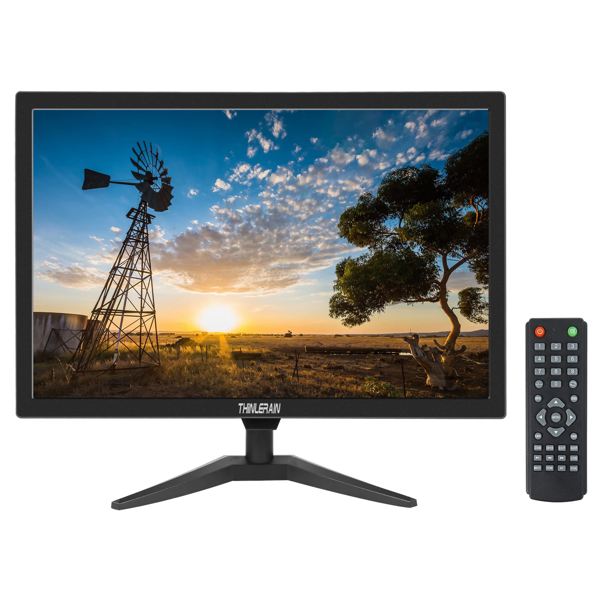 Thinlerain 20 inch PC Monitor 1600x900 LED Display Monitor with VGA/HDMI/AV/BNC/USB, Build in Speaker, 5Ms Response Time, 60 Hz Refresh Rate, VESA Mountable