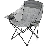 ARROWHEAD OUTDOOR Oversized Folding Camp Chair, Camping Hunting Fishing | Adjustable Double Sized Cup Holder, Mesh Sides, Inner Pockets, Carry Bag, 300 LBS Weight Capacity, Beach, Tailgating, Patio