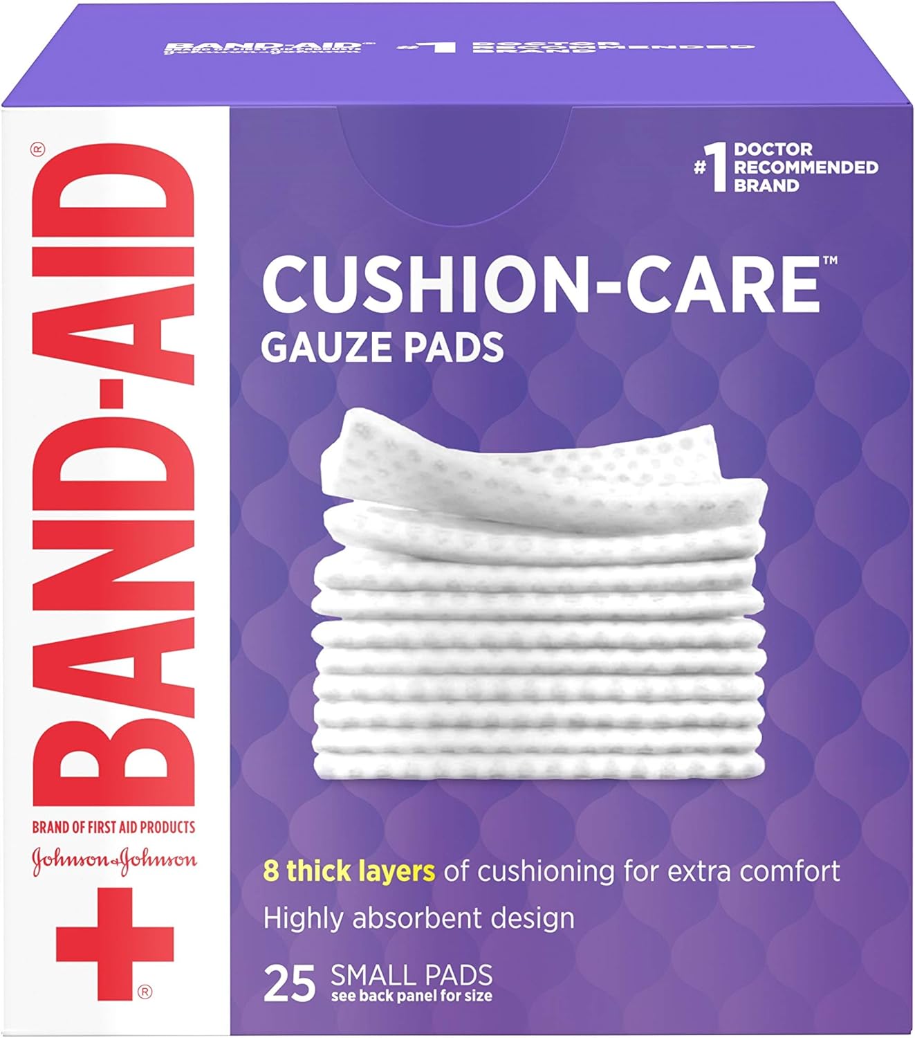Band-Aid Brand Cushion Care Non-Stick Gauze Pads, Individually-Wrapped, Small, 2 in x 2 in, 25 ct Pack of 3: Health & Personal Care