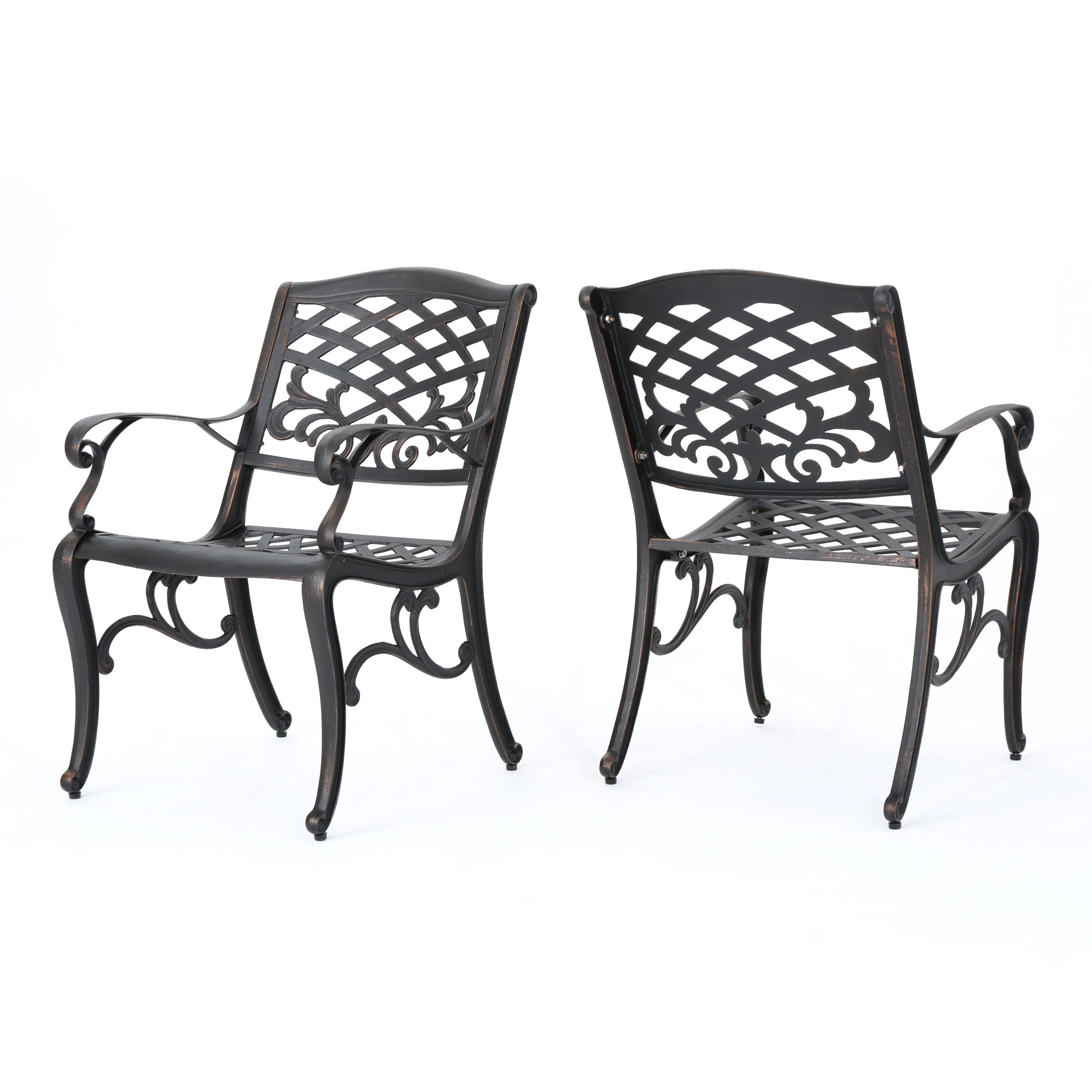 Great Deal Furniture Myrtle Beach Outdoor Shiny Copper Finished Aluminum Dining Chairs (Set of 2)