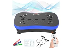 TODO Vibration Plate Exercise Machine Whole Body Vibration Machine with Remote Control for Pain Relief, Lymphatic Drainage, Weight Loss(3 Resistance Loops/Resistance Bands)
