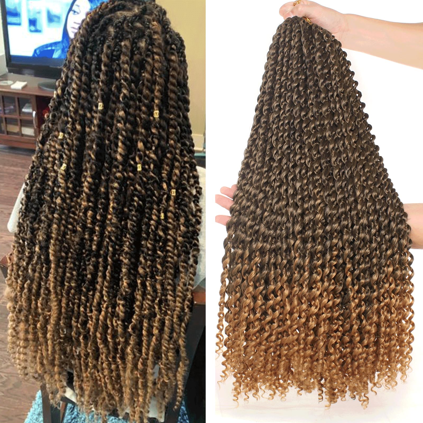 Xtrend 24 Inch Passion Twist Water Wave Crochet Braids - 7 Packs Synthetic Crochet Braiding Hair - Long Bohemian Braids - T27#