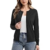 MAGCOMSEN Women's Cardigan Sweaters Lightweight Knit Soft Crew Neck Long Sleeve Open Front Button Spring Casual Cardigan