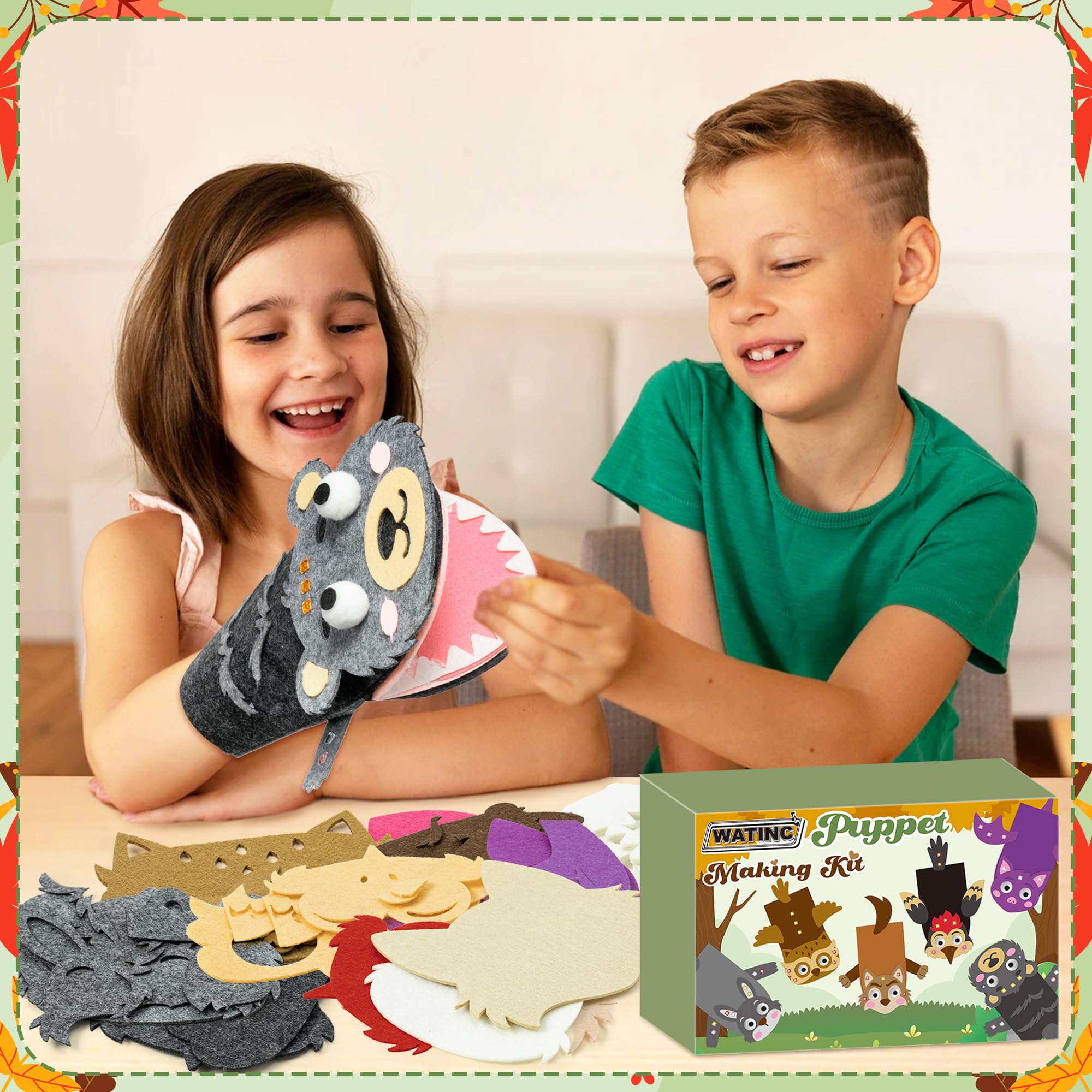 WATINC 6Pcs Hand Puppet Making Kit, Art Craft Felt