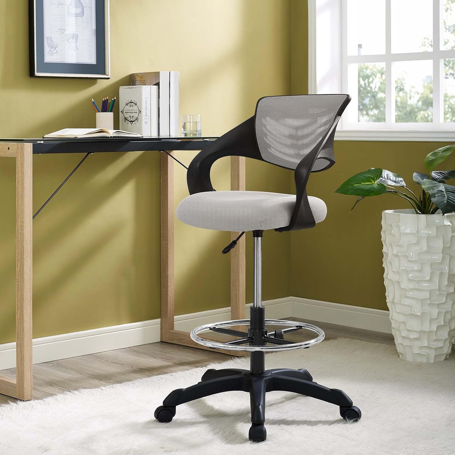 Best high reception desk chair gray