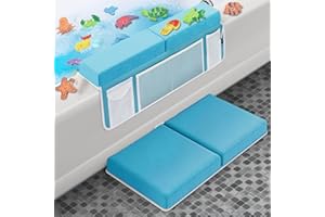 Supa Ant Baby Bath Kneeler and Elbow Rest Pad Set - The Bathtub Kneeler and Elbow Rest Set with Built-in 5 Pockets Organizer - Bath Kneeling Pad for Bathing Baby - Blue