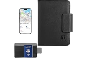 Miroddi Passport Holder for Travel, Works with Find My, Premium Leather Passport Wallet Card Holder for Men and Women, Trackable Passport Cover Case with 8 Card Slots, RFID Blocking, ID Window, Black
