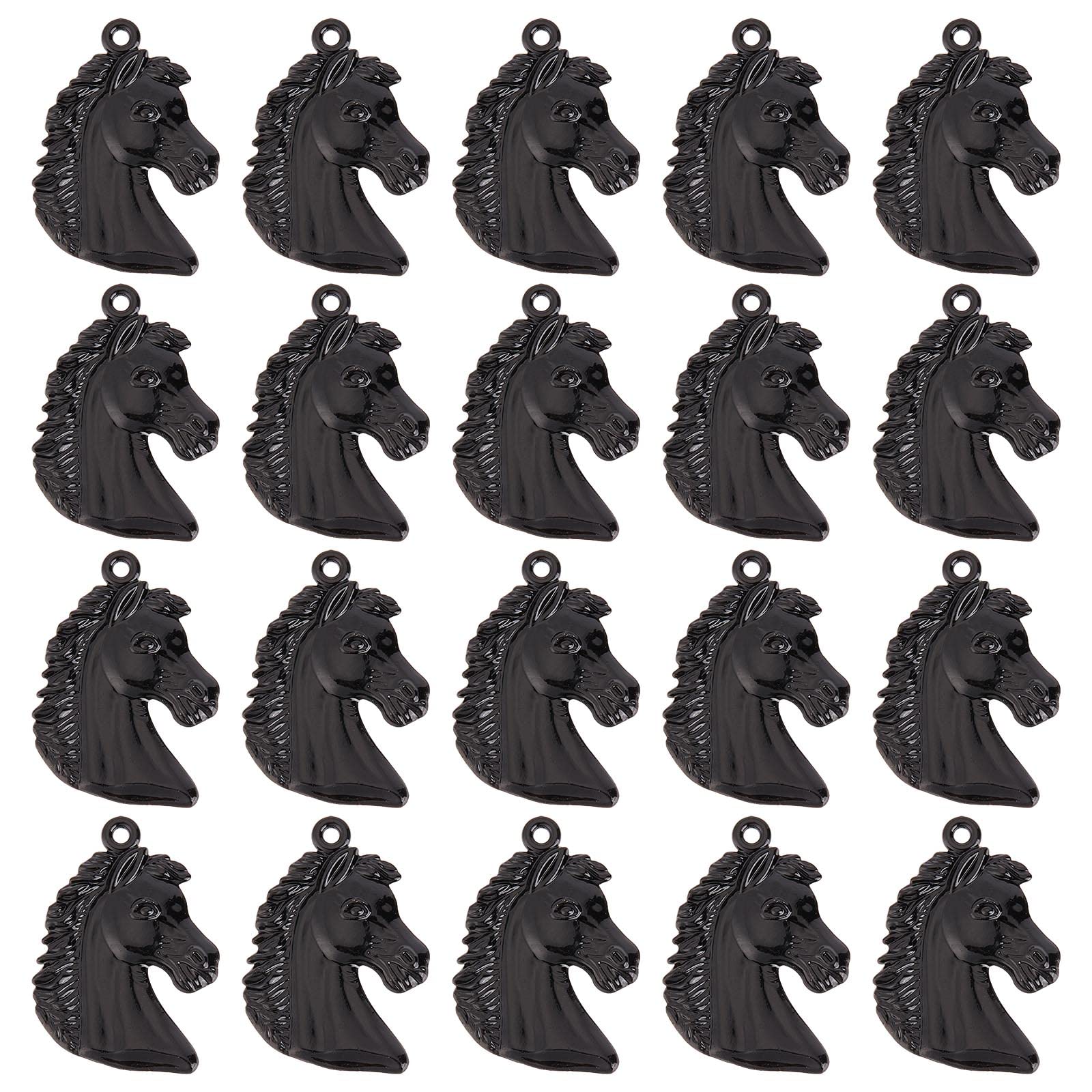 SUNNYCLUE 1 Box 30Pcs Horse Charms Horses Charms Horse Head Charm Animal Big Black Charm Equestrian Western Cowboy Flat Large Charms for Jewellery Making Charms Necklace Keychain DIY Craft Supplies