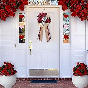 Home Sweet Home Garland Decoration Sign Front Door Decor Buffalo Plaid Decorative Bow, Valentine's Day Decorations Ornaments of Wreath, Valentine Wedding Birthday Party — Handmade
