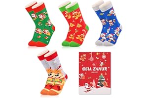 Dsia Zamur Kids Boys Girls Crew Socks 4-6 Pack + Gift Box, Novelty Funky Colorful Toddler Calf Socks for 2-12 Years Old