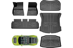 KARPAL Floor Mats Fit with Tesla Model 3 (2021-2023), 6PCS of All-Weather Car Mats (NOT for 2024 Highland), TPE Front & Rear Row Mats with Frunk & Sub-Trunk & Cargo Liners