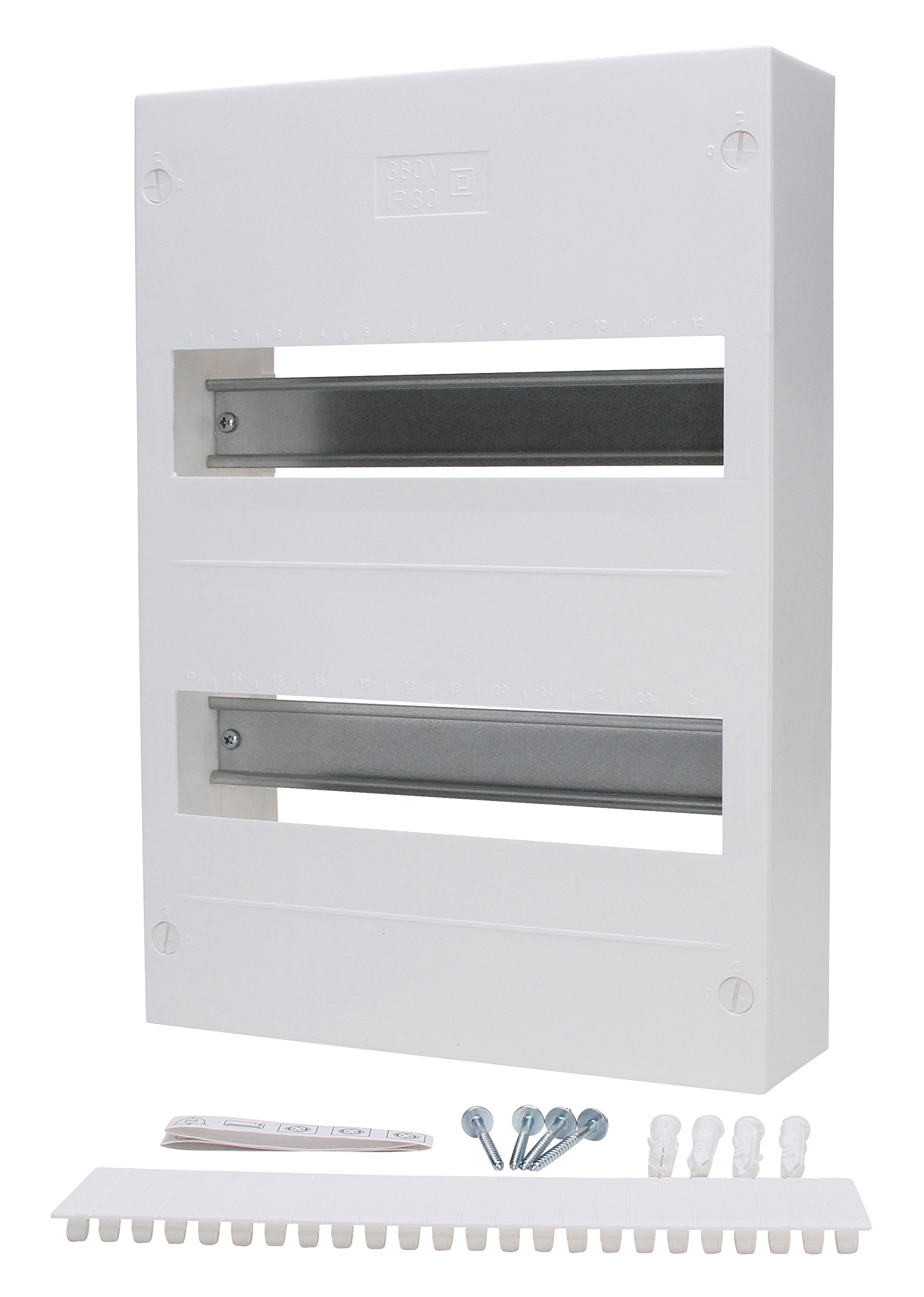 Kopp 344612008 Surface-Mounted Distribution Box without Door for 24 Poles, 2 rows