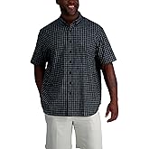 Haggar Mens Life Khaki Short Sleeve Button-Down Casual Linen Shirt