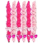 JICASTO Colorful Feather Boas 6 Packs, 6.6ft Turkey Boas for Women for Bachelor Party Halloween,with Heart Sunglasses