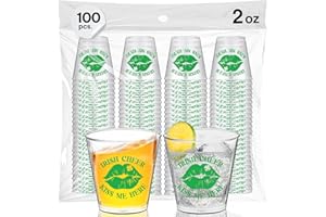YOUR DREAM PARTY SHOP Irish Cheer Kiss Me Here - 100 PCS St. Patrick's Day Plastic Shot Glasses Green 2 oz - Disposable St. Patty's Day Drinking Cups, Irish Party Supplies, Fun Gifts