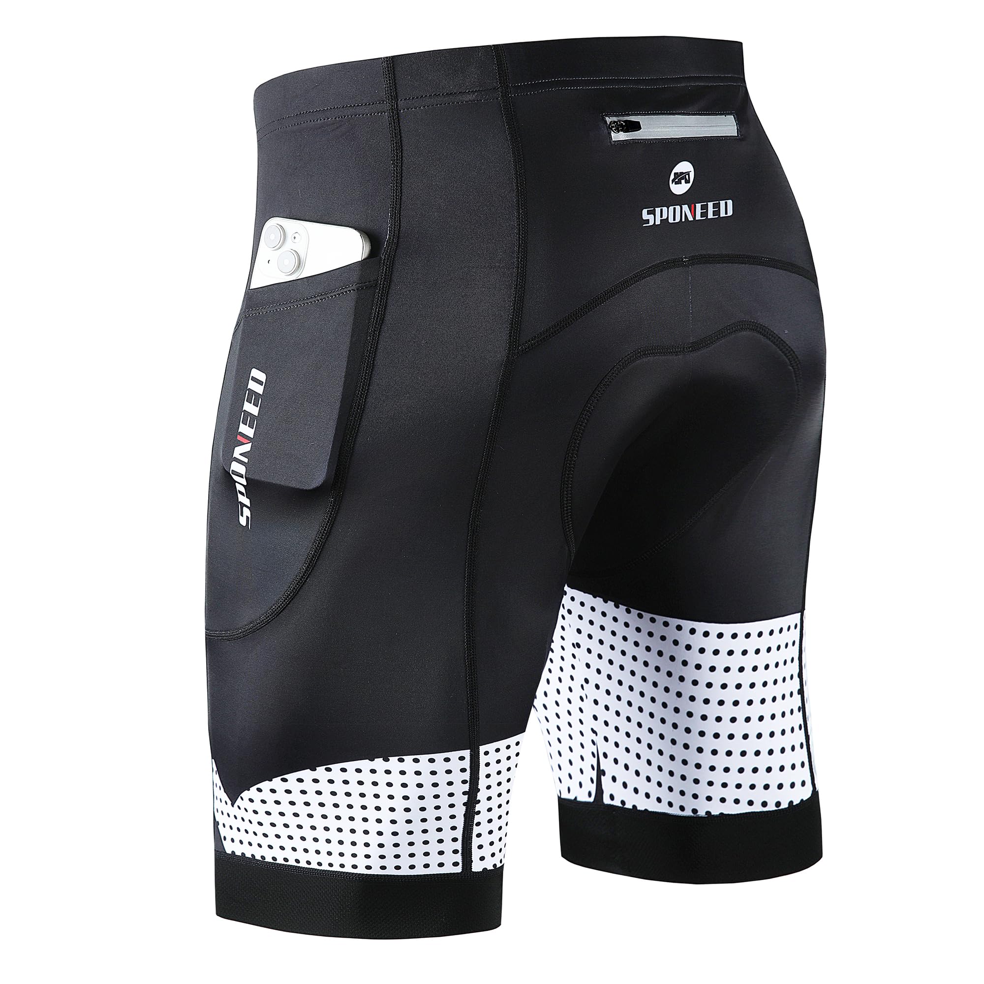 sponeed Bike Shorts for Men Padded Tights for Cycling with Pockets Breathable Outdoor Riding Clothing US S White Image