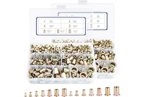 SAE & Metric Rivet Nut Kits, JROUTH 812pcs Carbon Steel Rivnuts & Nutsert Assortment, Sizes 6-32 8-32 10-24 1/4"-20 3/8"-16 5/16"-18 1/2"-13 M3 M4 M5 M6 M8 M10 M12