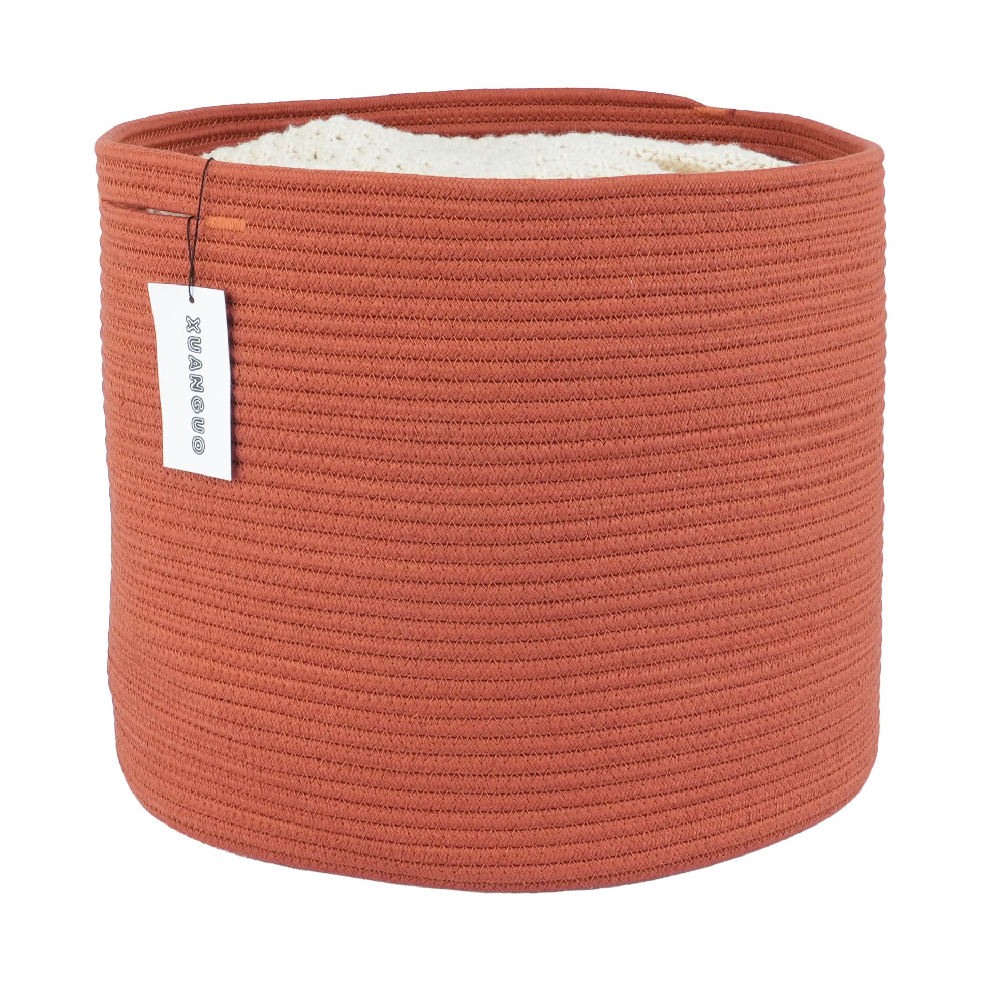 Photo 1 of XUANGUO Cotton Rope Basket For Girls Boys Kids 16”X14” Baby Laundry Basket Nursery Bin Round Woven Baskets Organizer For Storage Toys Blankets Shoes Clothes rustic