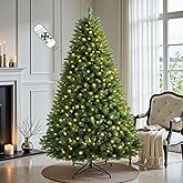 6 FT Pre-lit Christmas Tree Spruce with Remote Control, 300 Warm White Multi-Color Changing LED Lights, Artificial Hinged/Fee