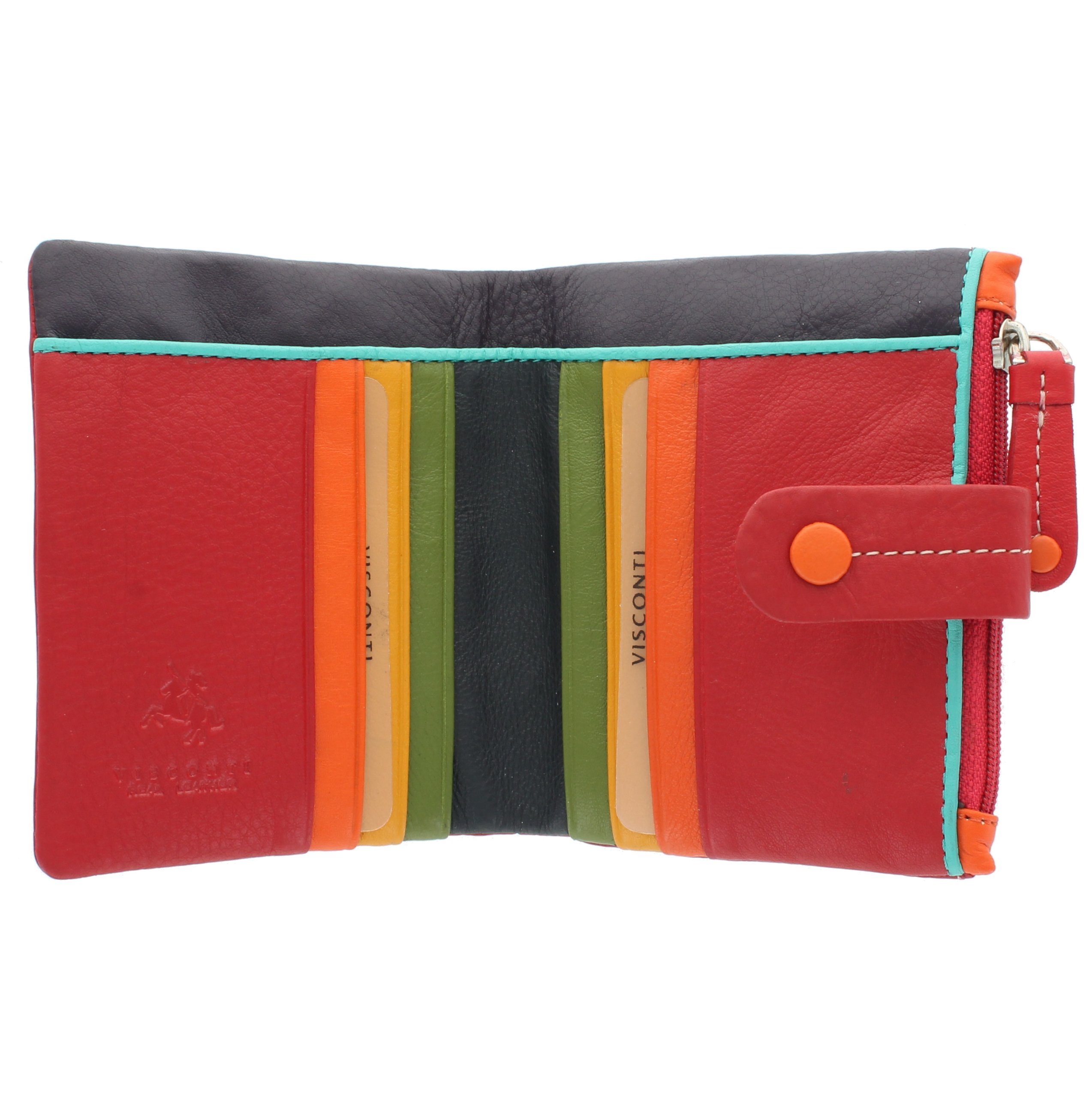 VISCONTI Mimi Collection Mojito Compact Multicoloured Leather Purse M77 Red Multi