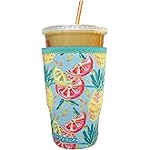 Koverz Iced Coffee Sleeve, Insulated Neoprene Cup Sleeve, Fits a 32 Oz. Coffee Cup, Washable and Reusable, Iced Coffee Accessories, Large Pineapples
