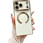 Owncase Magnetic for iPhone 17 Pro Max Case, (Compatible with MagSafe) (Full Camera Lens Protection) (Reinforced Corners) Shockproof Soft TPU Electroplate Edge Bumper Case for Women, White