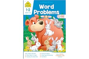 School Zone - Word Problems Workbook - 64 Pages, Ages 6 to 8, 1st Grade, 2nd Grade, Math, Picture Stories, Graphs, Calendars 