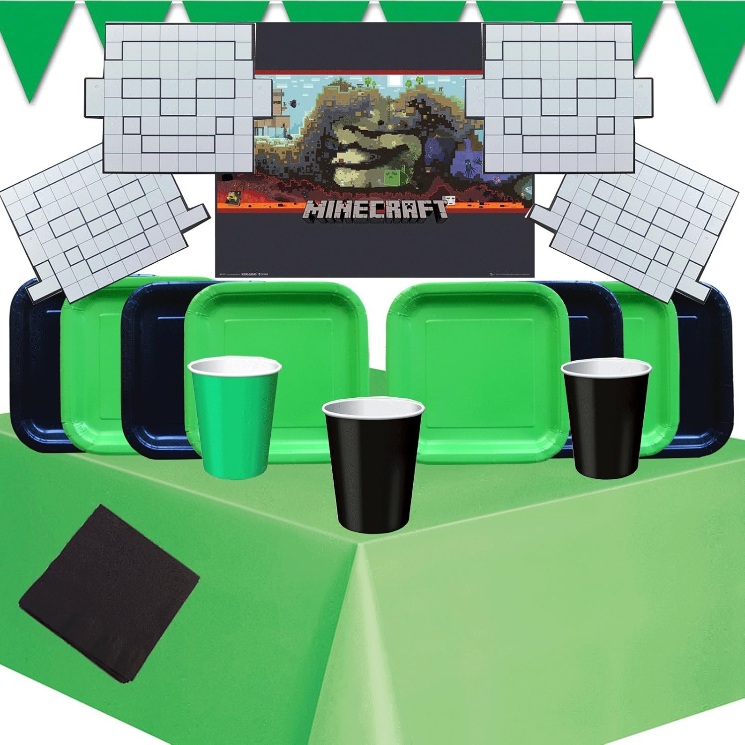 Party Kit 4 For 8 Children Licensed Minecraft Poster Tableware
