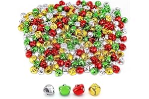 LIGHOON Jingle Bells for Crafts, 120 Pcs 3/5 Inch Christmas Bells DIY Colorful Craft Bells Bulk for Christmas Home Pet Decorations Festival Party Supplies Favors (Red Green Silver Gold)
