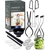 Canning Supplies Set of 18 – Beginner Canning Kit – Complete Home Canner Equipment – Jar Lifter, Funnel, Wrench, Tongs, Bubble Popper, Magnetic Lid Lifter, (6) Labels & (6) Lids