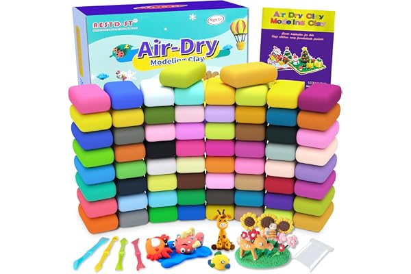 Air Dry Clay 66 Colors, Modeling Clay for Kids, DIY Model Magic Clay, Molding Clay Kit with Sculpting Tools, Non-Sticky Soft